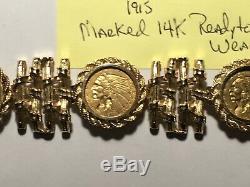 2 1/2 Dollar Gold Coin Braclet 4 Genuine Gold Coins and 14k Braclet 66.7 Grams