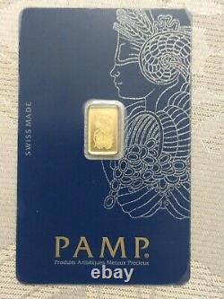 2 1 gram Gold Bars PAMP Suisse Fortuna 999.9 Fine in Sealed Assays