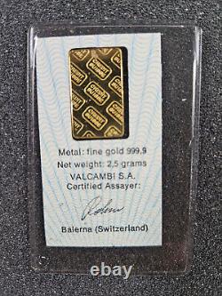 2.5 g gram. 9999 Gold Credit Suisse Sealed In Vintage Pouch