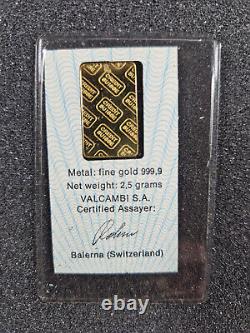 2.5 g gram. 9999 Gold Credit Suisse Sealed In Vintage Pouch