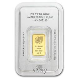 2.5 gram Gold Bar Holy Land Mint Dove of Peace (Vintage Assay)
