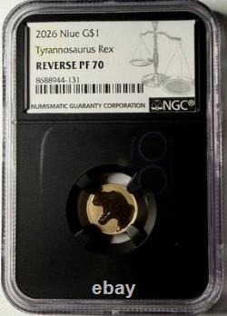 2-Coin Set 2026 Niue G$1 (1 gram) & G$2 (2 gram) Gold T-Rex NGC Reverse PF70