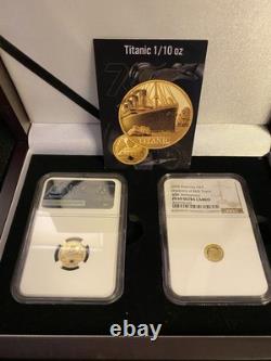 2 Gold Titanic Coins! NGC PR70 1/10th oz Gold (not eagle). 5gram anniversary READ