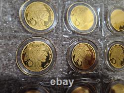 (20) 2019 Cook Islands INDIAN BUFFALO $5 200mg. 9999 Fine Gold Coin, Sheet