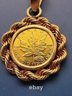 20 Year Anniversary 1/20 Maple Leaf Canadian Gold Coin Pendant