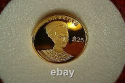 2000 $25. Solid gold Coin. 999 0.73 grams Nofretete COA read all