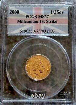 2000 Great Britain Gold 1/2 Half Sovereign Millennium 1st Strike PCGS MS 67