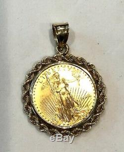 2000- U. S. $10 Gold Eagle Coin In Solid 14k Yellow Gold Bezel- 11.5 Grams