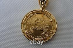 2001 1/10 Ounce Gold American Eagle Coin with14K Bezel Pendant 7.1 Grams