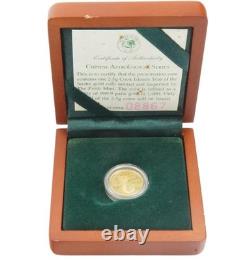 2001 Cook Islands 2.5 Gram Gold Coin Year of the Snake. 9999 Fine Proof coin Box