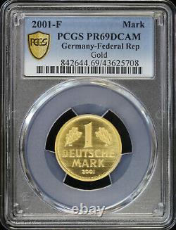 2001 F Germany Proof Gold Deutsche Mark PCGS PR 69 DCAM Deep Cameo