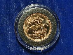 2001 Gold Great Britain Proof 3.99 Grams 1/2-sovereign Coin Rare