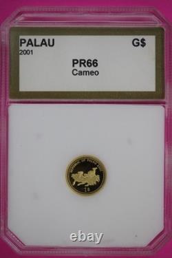 2001 Palau $1 Gold Coin Proof Cameo 1.25 Grams. 999 Guaranteed Genuine Slab 933