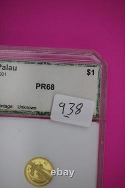 2001 Palau $1 Gold Coin Proof Cameo 1.25 Grams. 999 Guaranteed Genuine Slab 938
