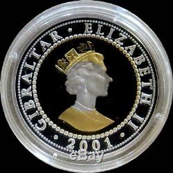 2001 Tri-metal 31.1 Gram Platinum Gold Silver Gibraltar 1 Crown Box / Coa