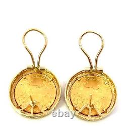 2002 1/10 OUNCE LIBERTY COIN With14KT YELLOW GOLD D/C BEZEL EARRINGS 13.3 GRAMS