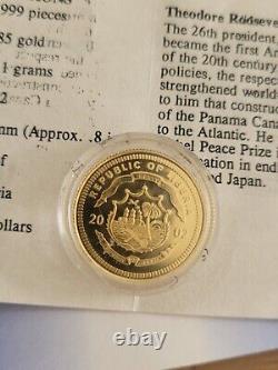 2002 GOLD Proof $50 Coin. 585 Gold 14k 3.11g American Mint Theodore Roosevelt