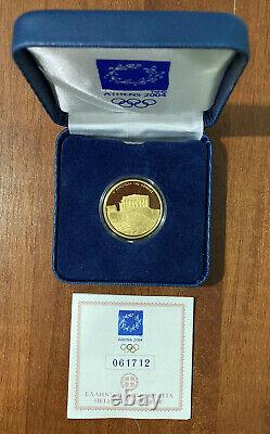 2004 Olympic Games In Athens Greece 100 EURO 10 Grams Proof Gold Coin