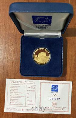 2004 Olympic Games In Athens Greece 100 EURO 10 Grams Proof Gold Coin