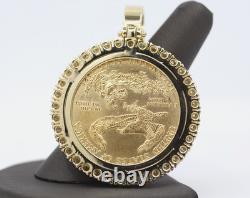 2005 $50 American Gold Eagle 1 oz Coin in 14k Natural Diamond Pendant 54.1 Grams