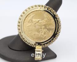 2005 $50 American Gold Eagle 1 oz Coin in 14k Natural Diamond Pendant 54.1 Grams