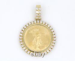 2005 $50 American Gold Eagle 1 oz Coin in 14k Natural Diamond Pendant 54.1 Grams