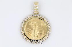2005 $50 American Gold Eagle 1 oz Coin in 14k Natural Diamond Pendant 54.1 Grams