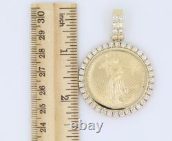 2005 $50 American Gold Eagle 1 oz Coin in 14k Natural Diamond Pendant 54.1 Grams