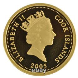 2005 Cook Islands Rooster $60 Dollars 10 Grams. 999 Fine Pure Gold Proof Coin