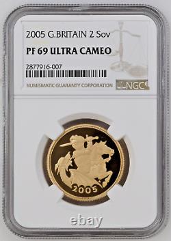 2005 Great Britain St George Gold Proof 2 Sovereign Coin NGC PF69 Ultra Cameo