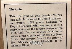 2007 $1 Fine Gold Louis Coin 99.99% Pure Gold Canada