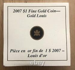 2007 $1 Fine Gold Louis Coin 99.99% Pure Gold Canada