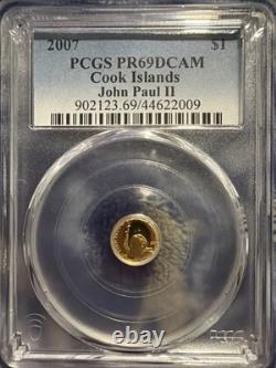 2007 Cook Island John Paul II $1 Gold Coin 1/2 Gram. 99999 Fine Queen Elizabeth