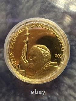 2007 Cook Island John Paul II $1 Gold Coin 1/2 Gram. 99999 Fine Queen Elizabeth