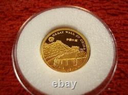 2008 1 GRAM 1000 Tugriks Coin Great Wall of China PURE GOLD 999.9 PROOF