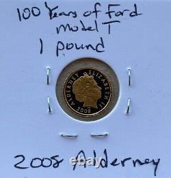 2008 Alderney 100 Years Of Ford Model T Gold Proof, 1.24 Grams Of. 999 Gold