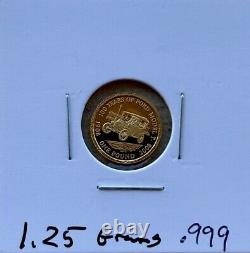 2008 Alderney 100 Years Of Ford Model T Gold Proof, 1.24 Grams Of. 999 Gold