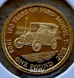 2008 Alderney 100 Years Of Ford Model T Gold Proof, 1.24 Grams Of. 999 Gold