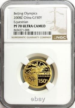 2008 Gold China Proof 150 Yuan 10 Gram Ngc Pf 70 Ultra Cameo Olympics Equestrian