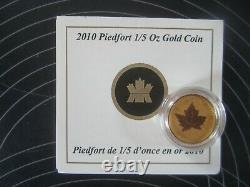 2010 Piedfort 1/5 OZ Pure Gold/ 6.22 Grams with COA no box Canadian Gold Maple