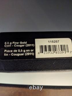 2011 0.5 g Gold Canadian Cougar with Box and COA