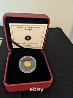 2011 0.5 g Gold Canadian Cougar with Box and COA