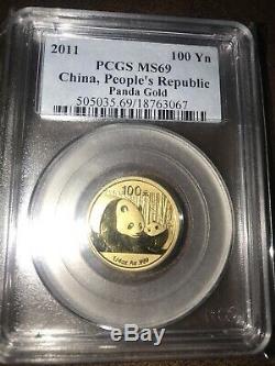 2011 1/4 Ounce (8 Gram) Gold Panda Coin MS 69