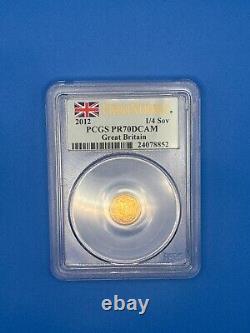 2012 UK Great Britian Gold Proof Quarter Sovereign. PR 70 DCAM 1/4 SOV Jubilee