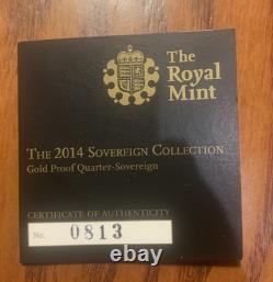 2013 22k Rose Gold Proof Quarter Sovereign The Royal Mint Coin