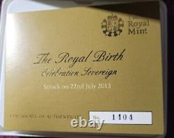 2013 U. K. Royal Birth Celebration GOLD Sovereign ltd ed #1404/2013