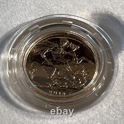 2013 U. K. Royal Birth Celebration Sovereign 7.98 gram. 9167 Gold Coin