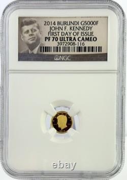 2014 Burundi Proof JFK 1/2g Gold NGC PF70.9999 FDOI Kennedy