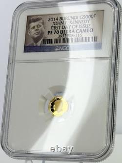 2014 Burundi Proof JFK 1/2g Gold NGC PF70.9999 FDOI Kennedy