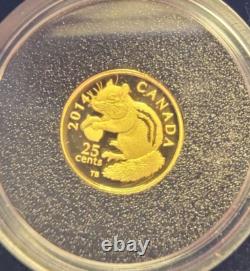 2014 Canada 25c 0.5 Gram Proof Gold Coin Eastern Chipmunk Royal Canadian Mint